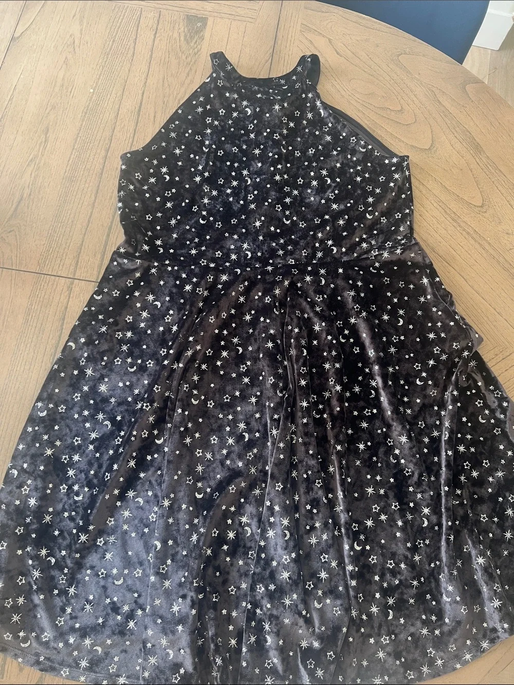 Justice Black Velvet Star & Moon Halter Girls Dress